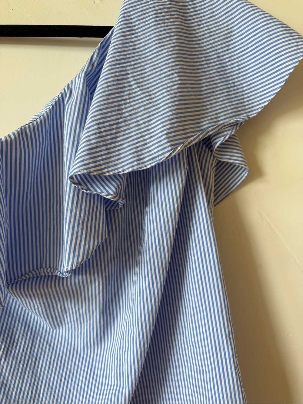 Ralph Lauren Blue & White Striped One-Shoulder Ruffle Top - Picture 2 of 4